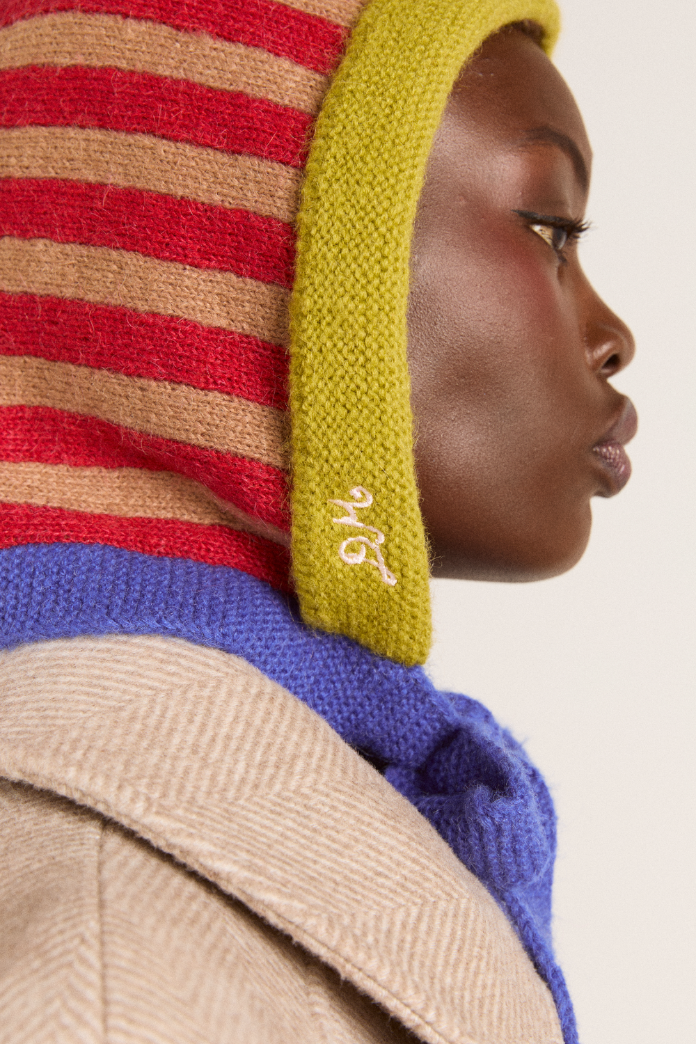 colour block striped bonnet