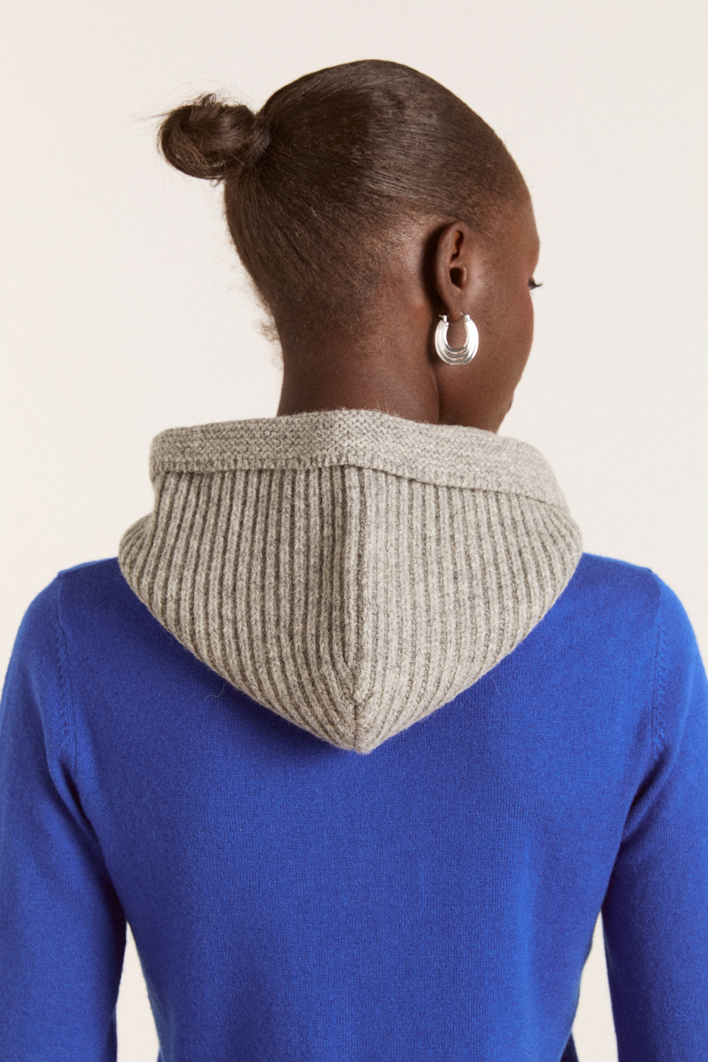 ribbed bonnet with tie detail - grey marl