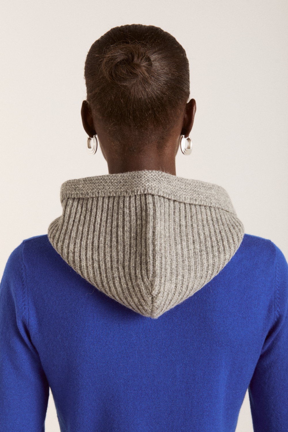ribbed bonnet with tie detail - grey marl