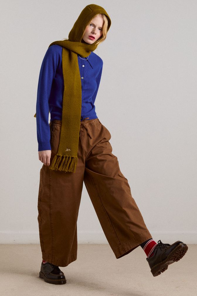 tassel hooded scarf - olive