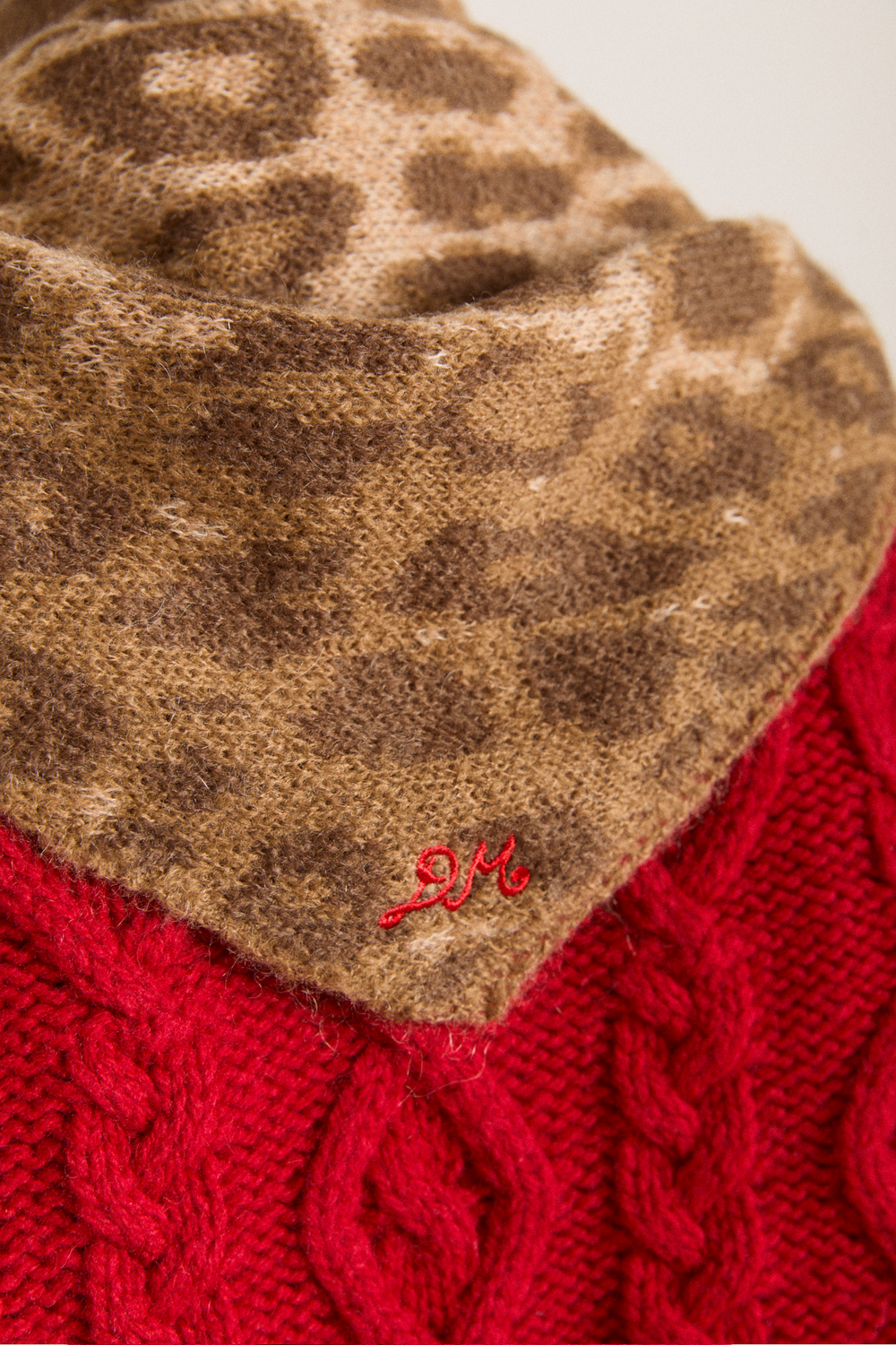 Knitted Triangle Scarf - Leopard