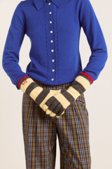 Long gloves - butter / charcoal stripe