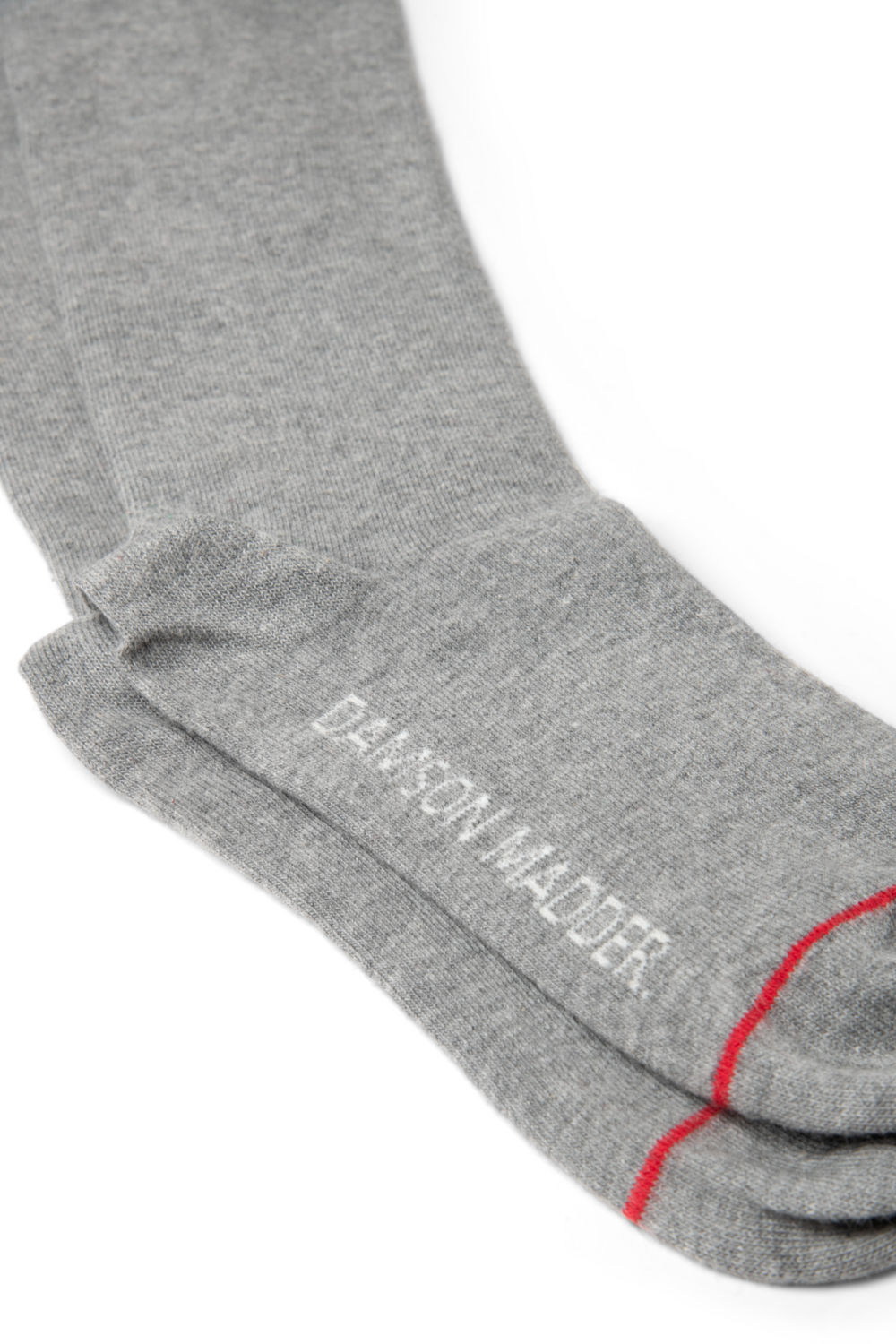 high knee sock - grey marl with red stripe