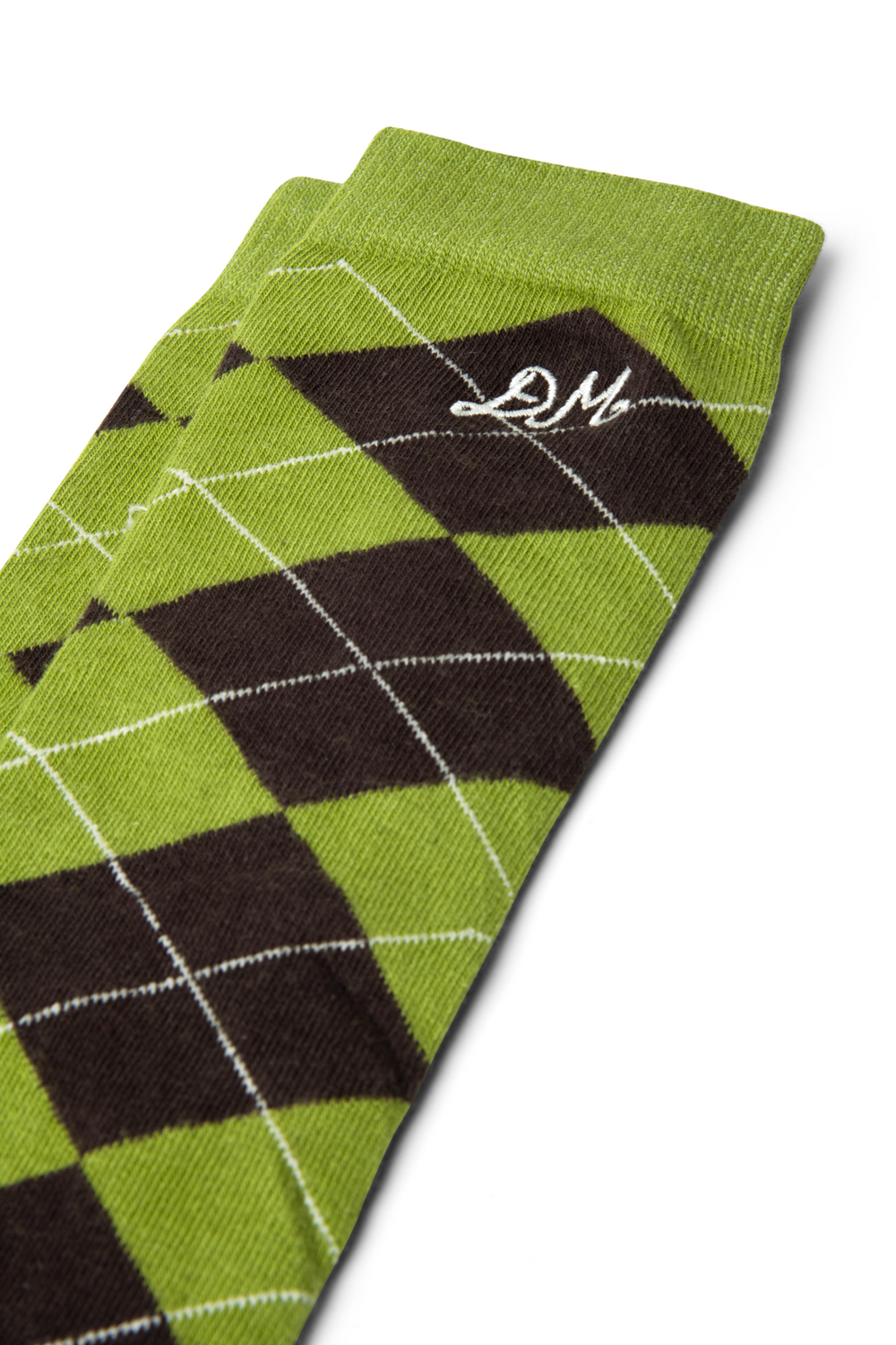 knee length argyle socks - olive/burg