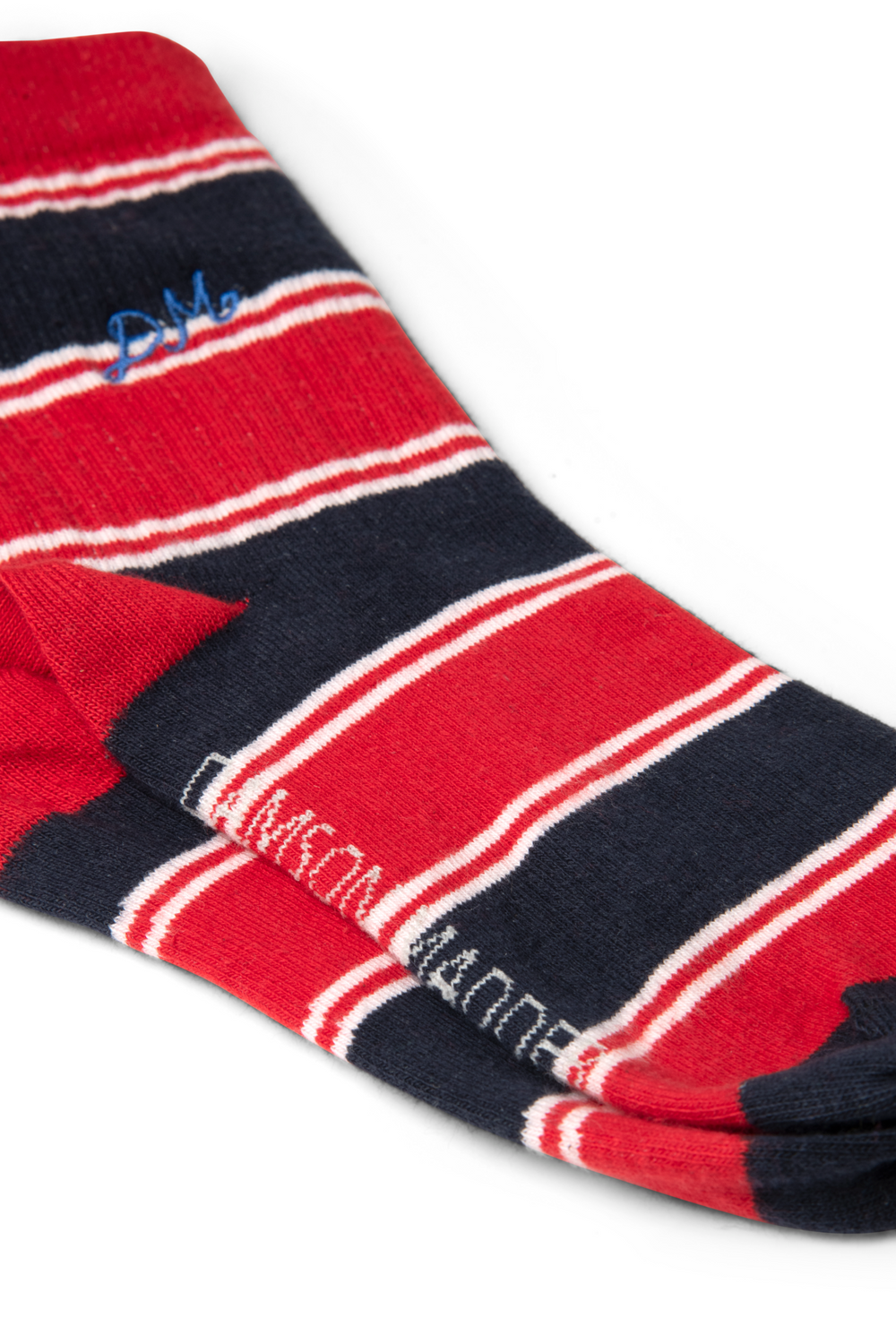 sporty calf length socks - red/navy multi stripe