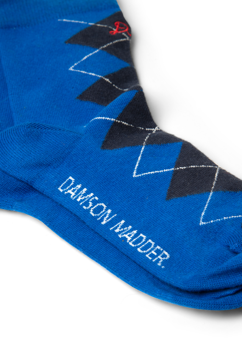 calf length argyle socks cobalt/grey