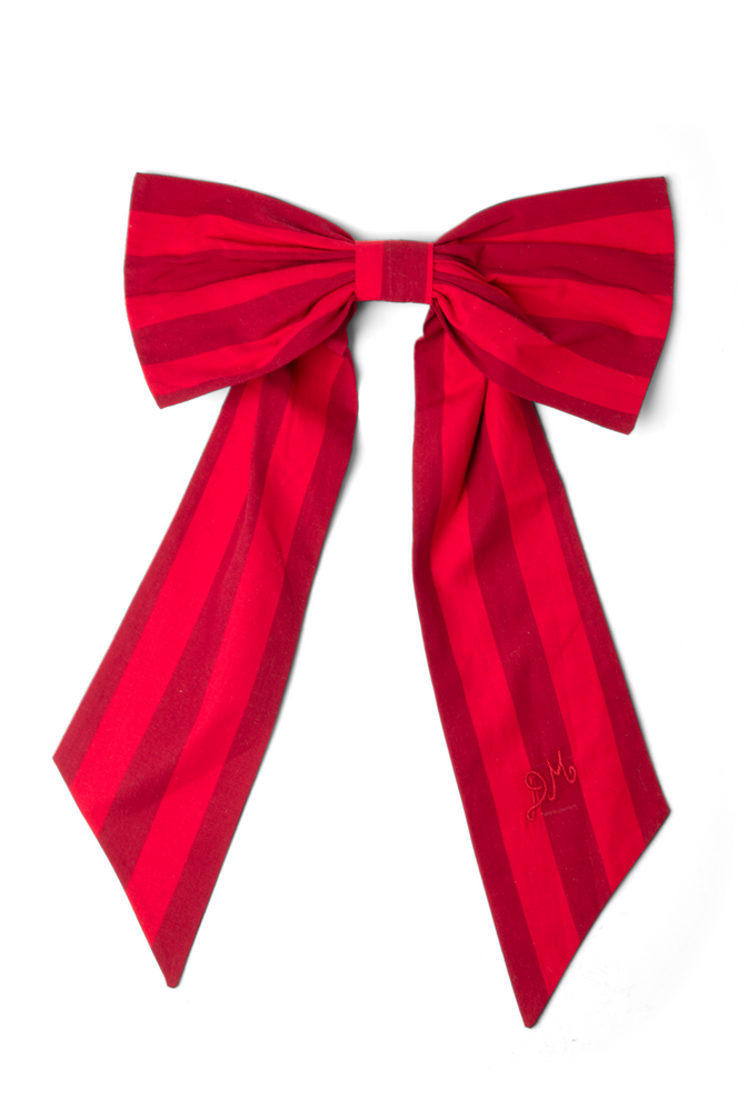oversized bow clip - red / burg stripe