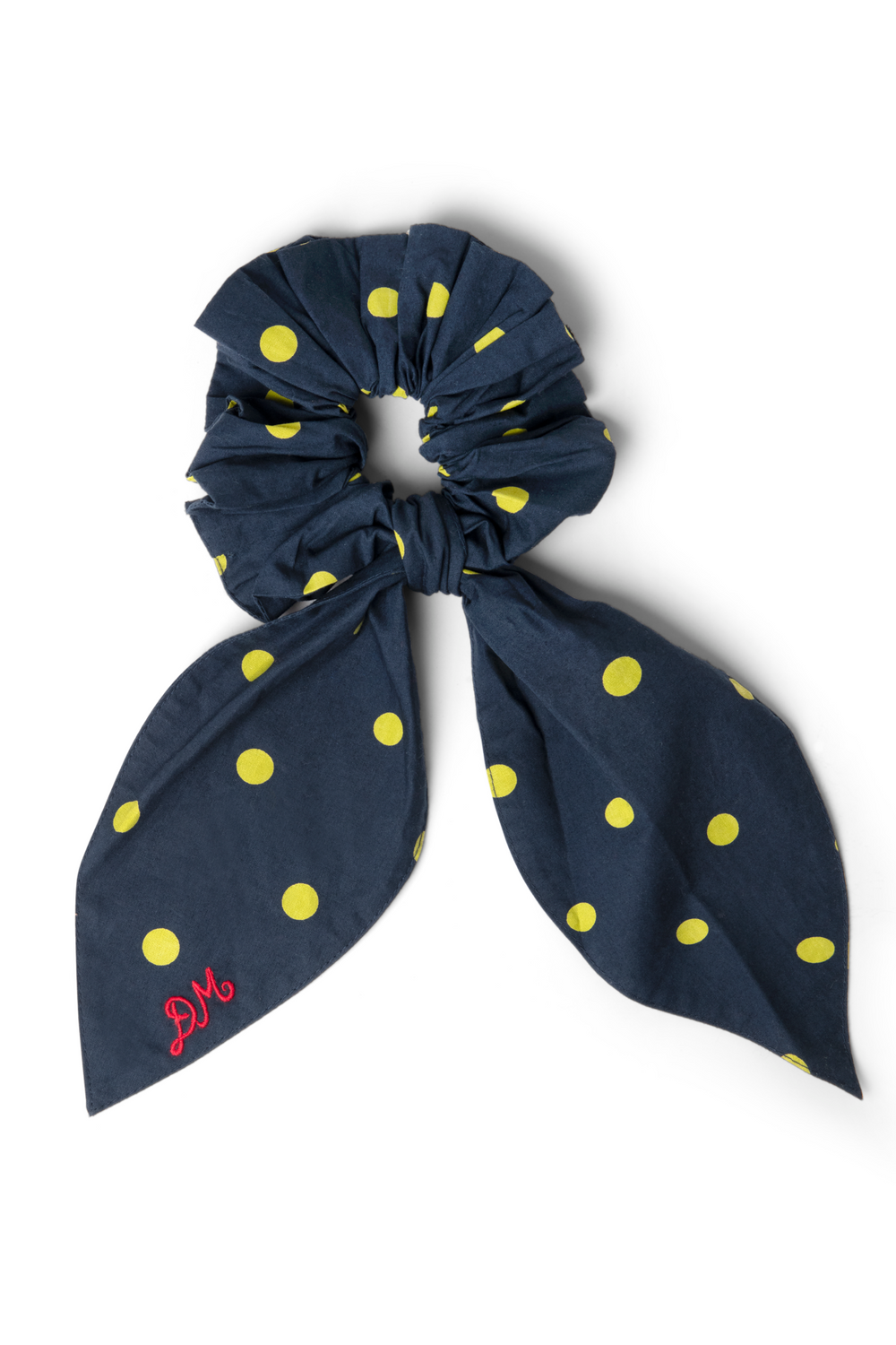 tie detail scrunchie in navy & olive spot