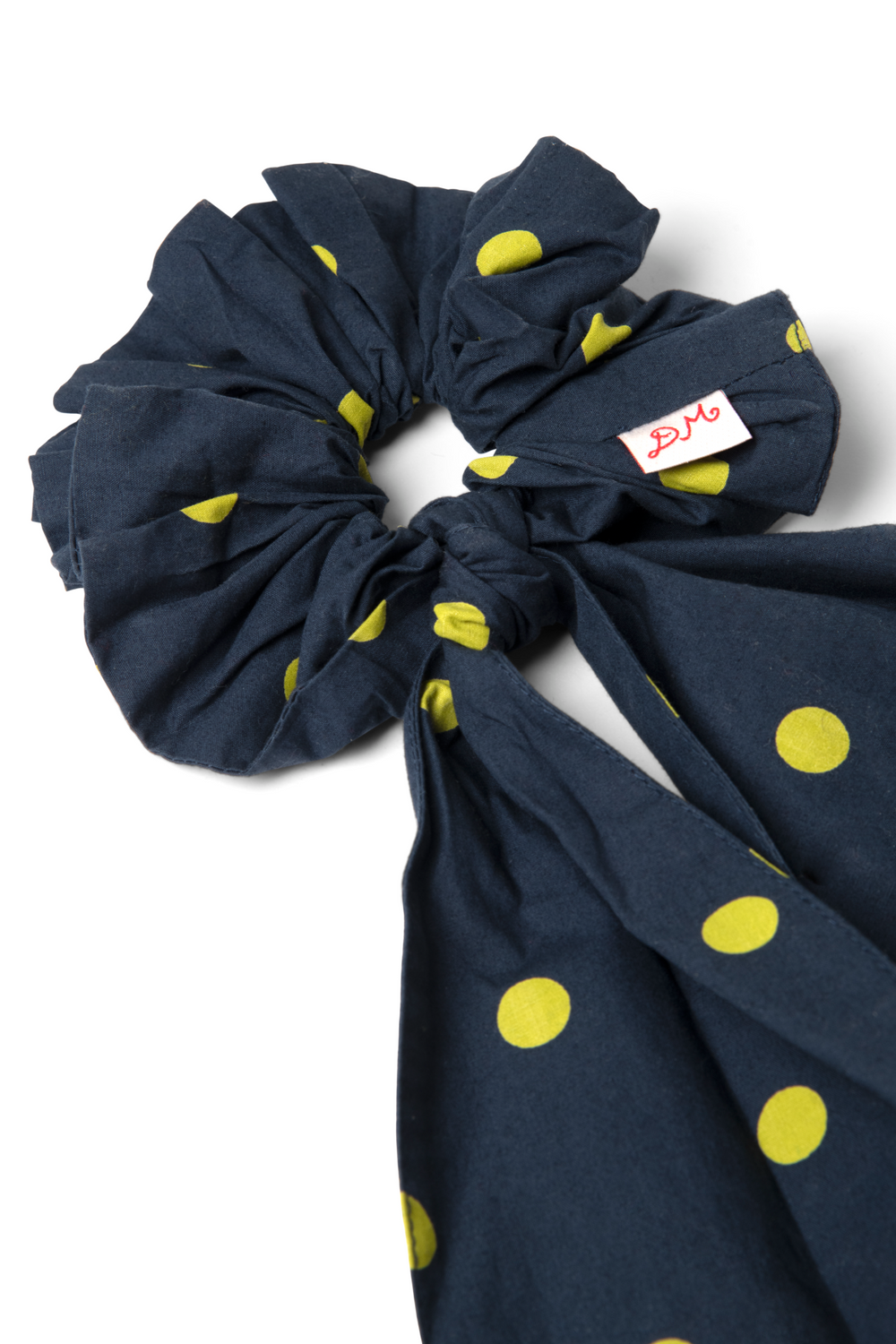 tie detail scrunchie in navy & olive spot