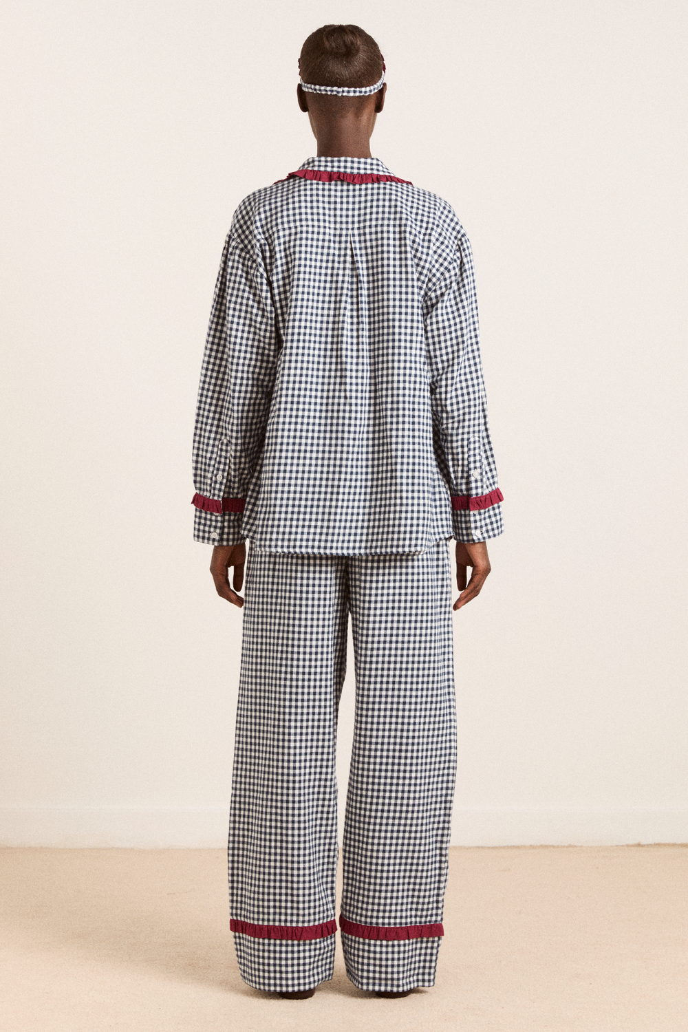 antonia pj set - navy gingham