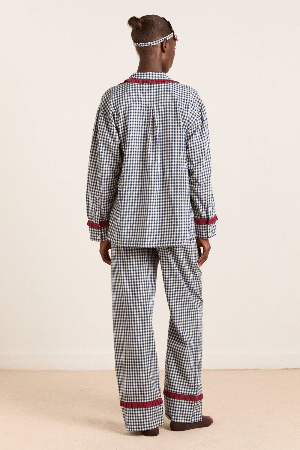 antonia pj set - navy gingham