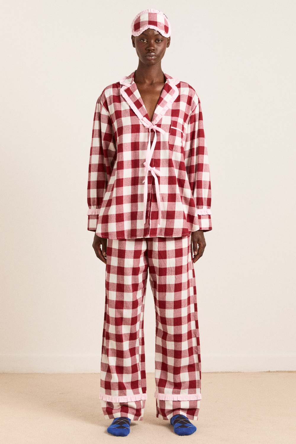antonella pj set - burg gingham