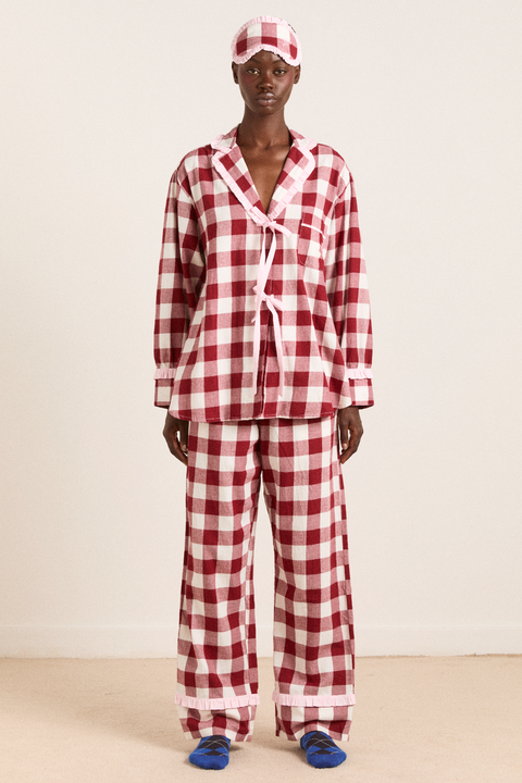 antonella pj set - burg gingham – Damson Madder