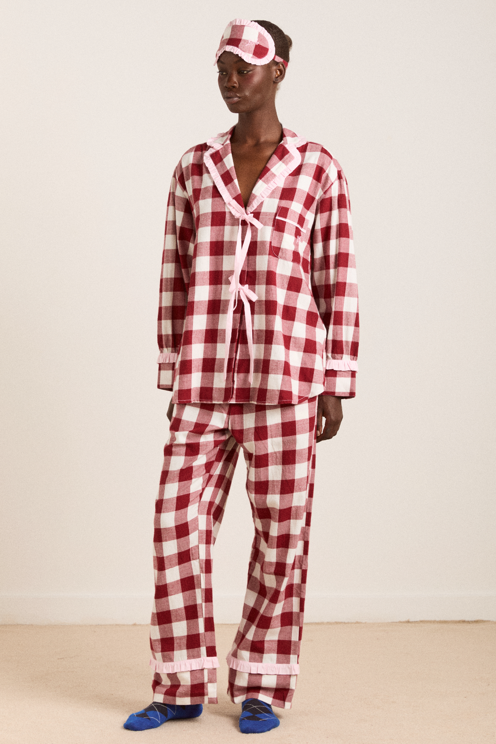 antonella pj set - burg gingham