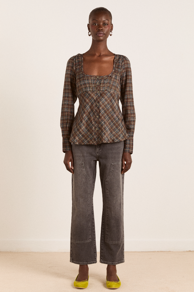 lemi sheer blouse - multi check