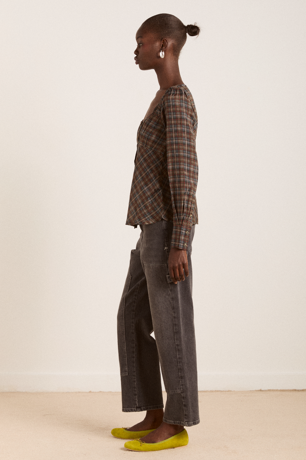 lemi sheer blouse - multi check