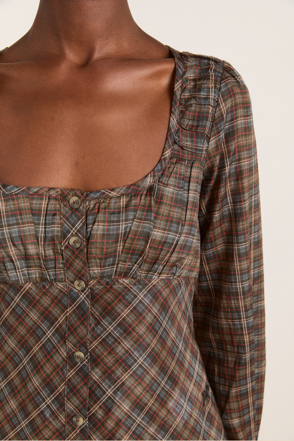lemi sheer blouse - multi check