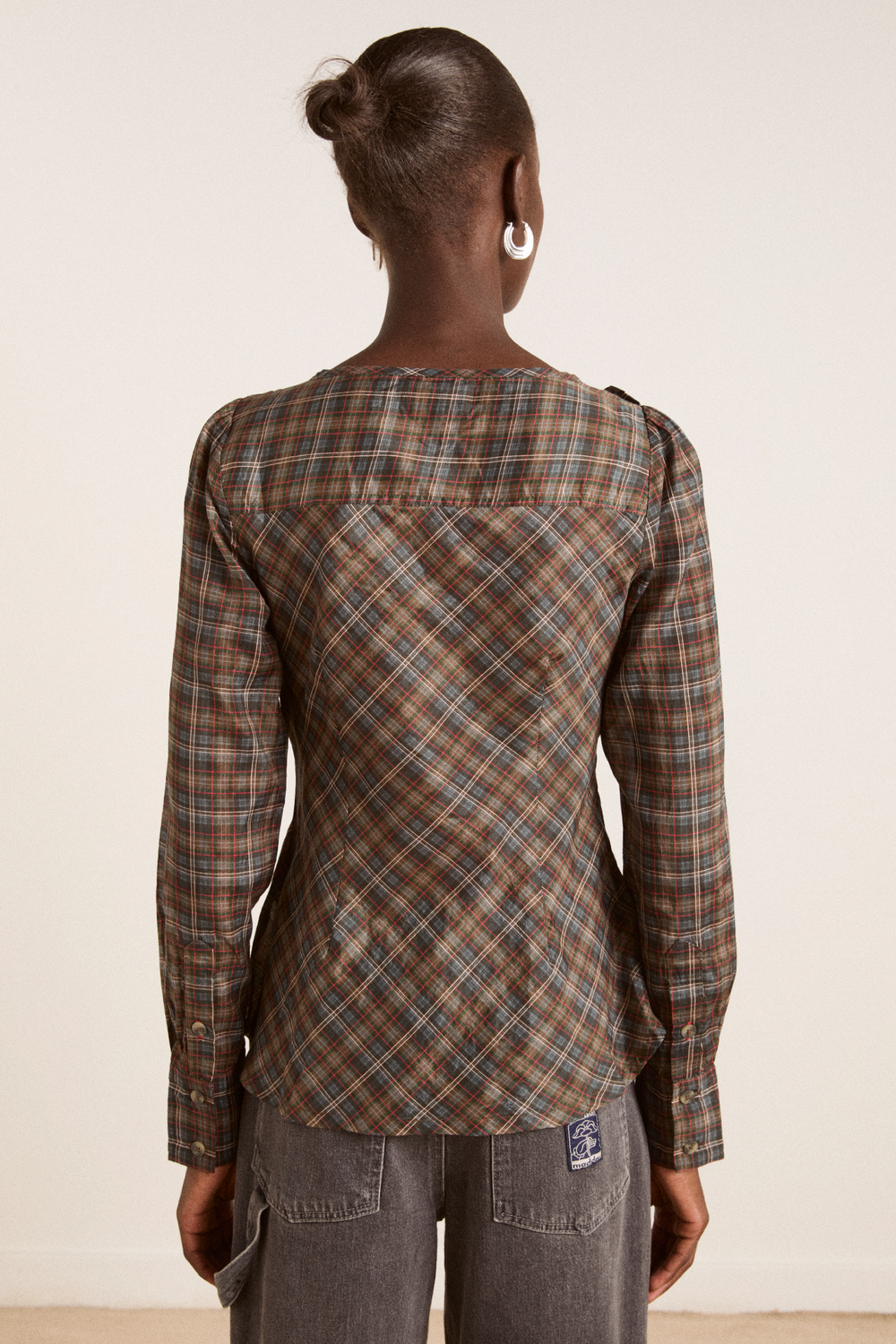 lemi sheer blouse - multi check