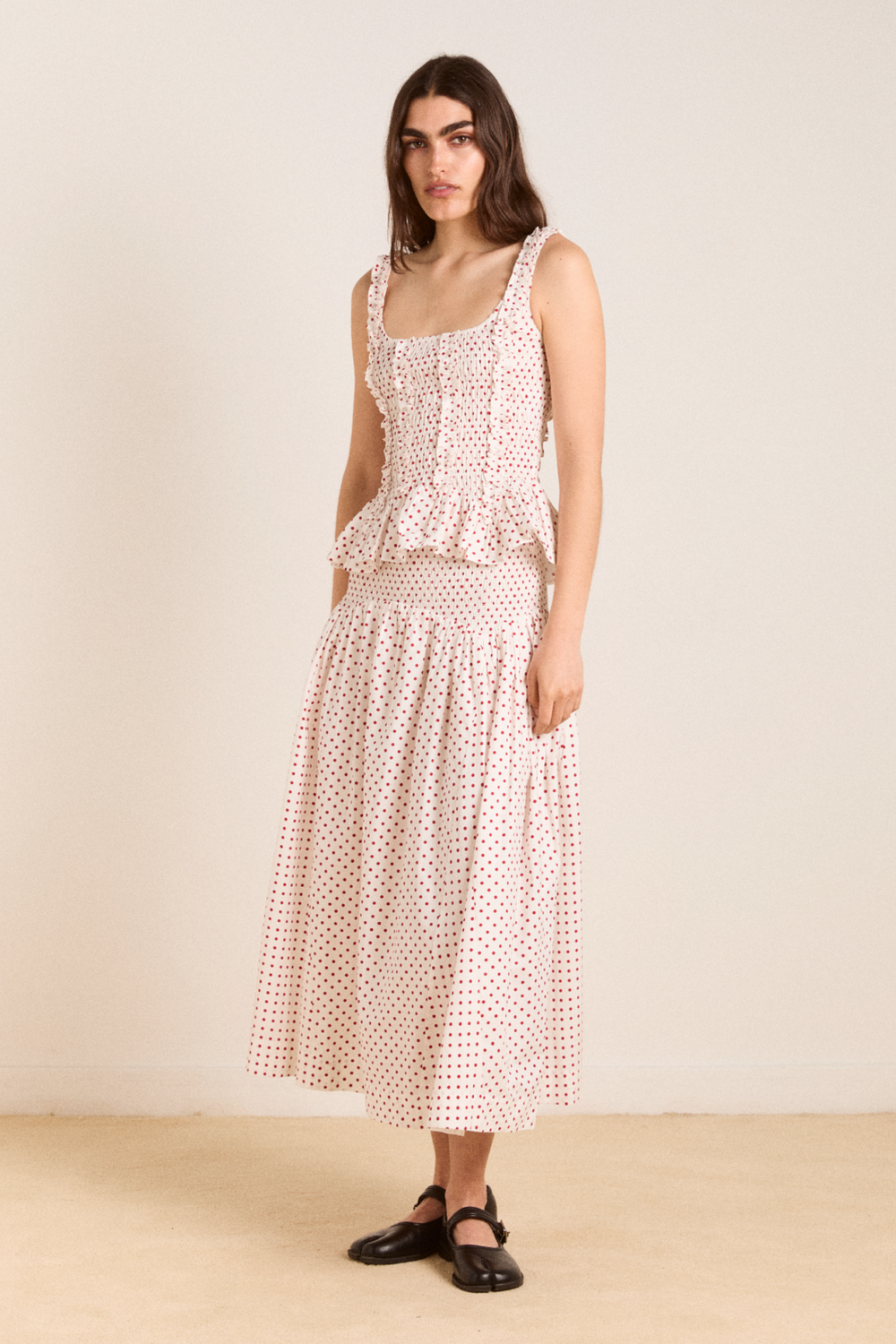 Raphi Cami  - Off White And Red Spot