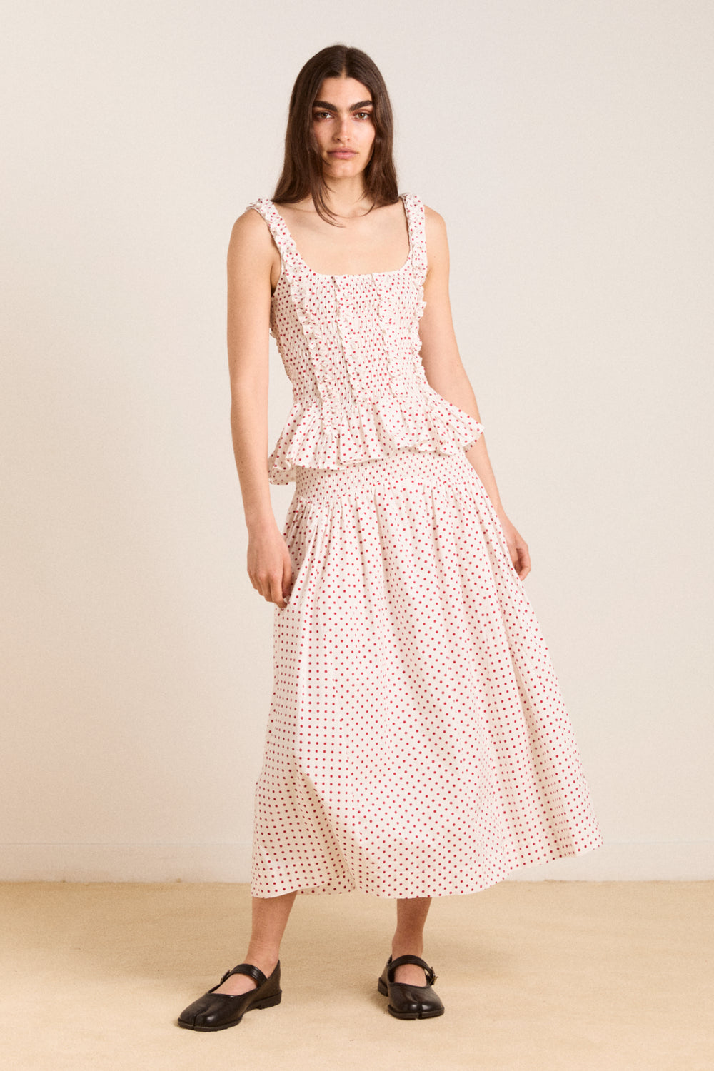 layla skirt - off white and red spot – Damson Madder