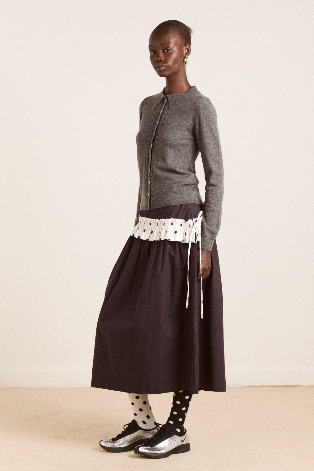 voula wool and cashmere blend cardigan - charcoal