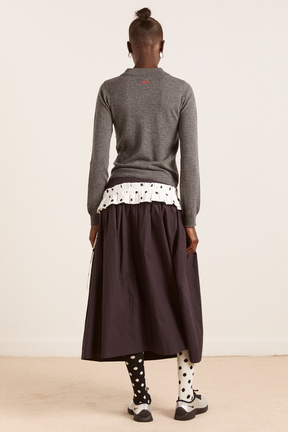 voula wool and cashmere blend cardigan - charcoal