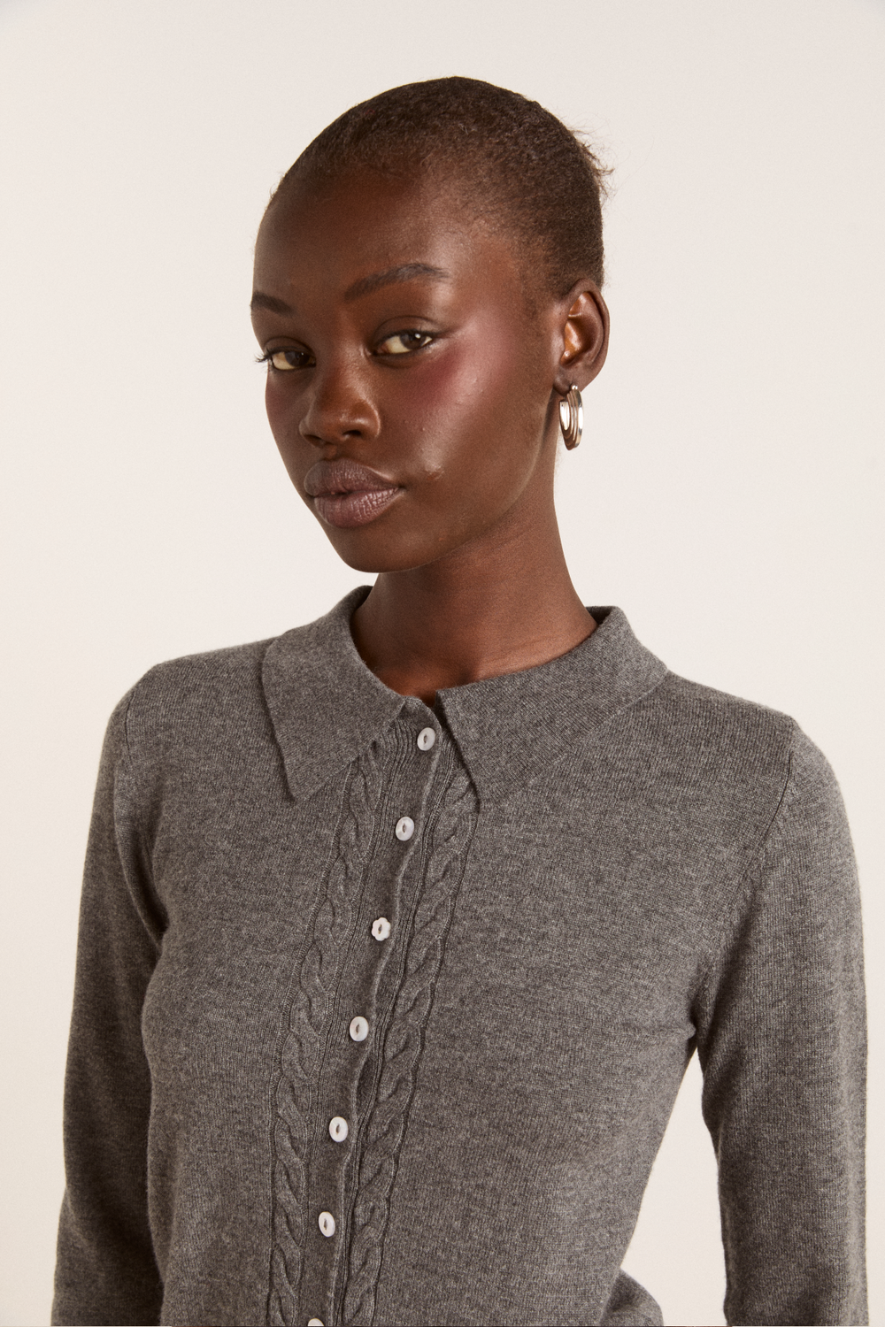 voula wool and cashmere blend cardigan - charcoal