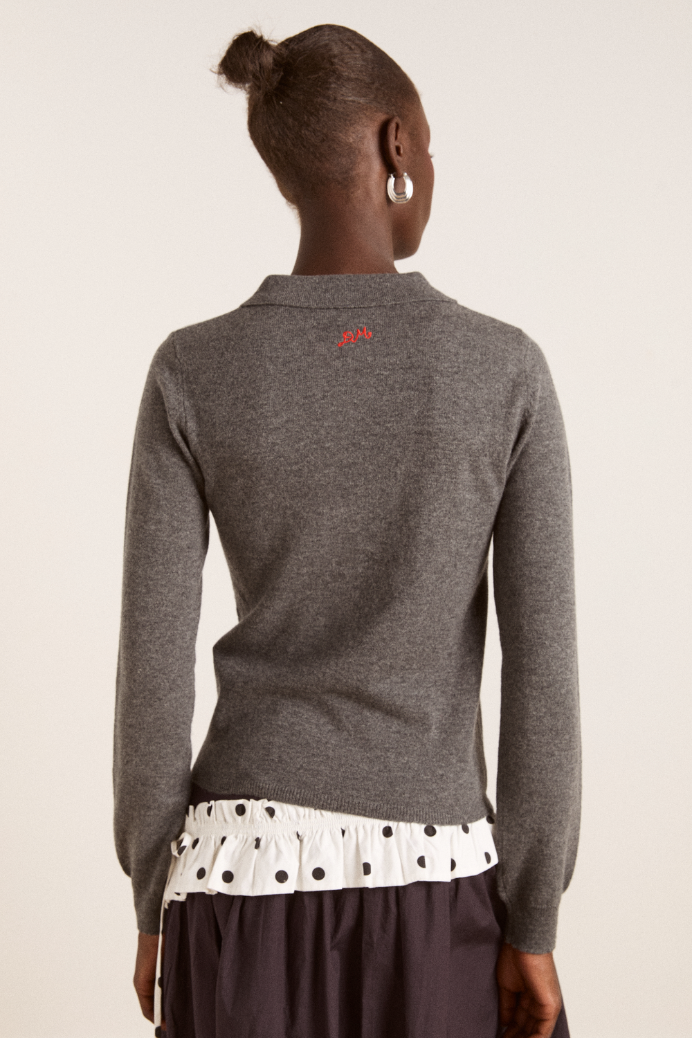 voula wool and cashmere blend cardigan - charcoal