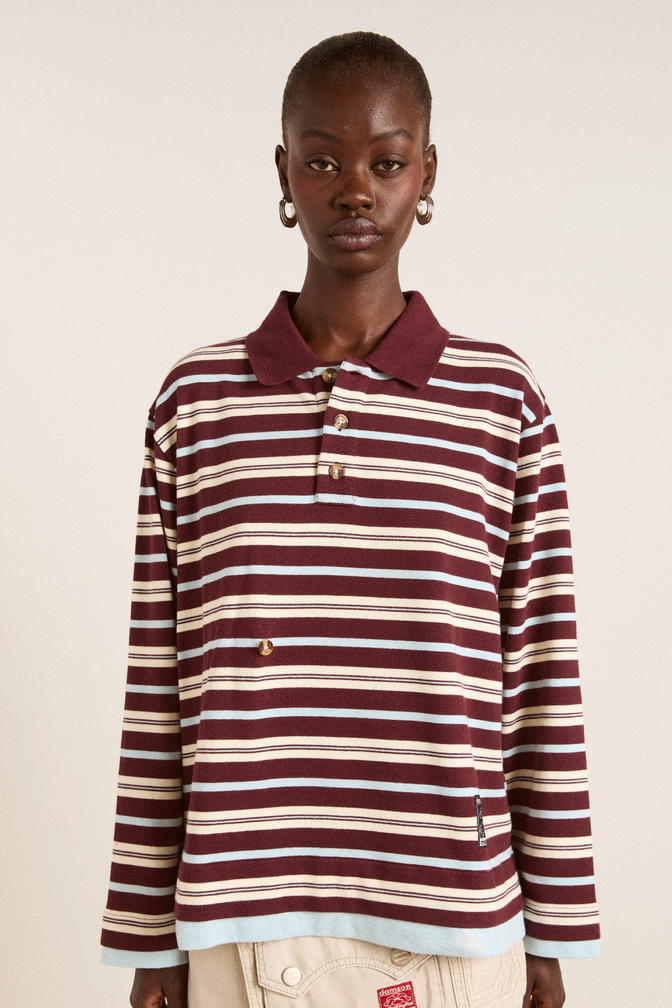 noah cinch layered rugby - choc stripe