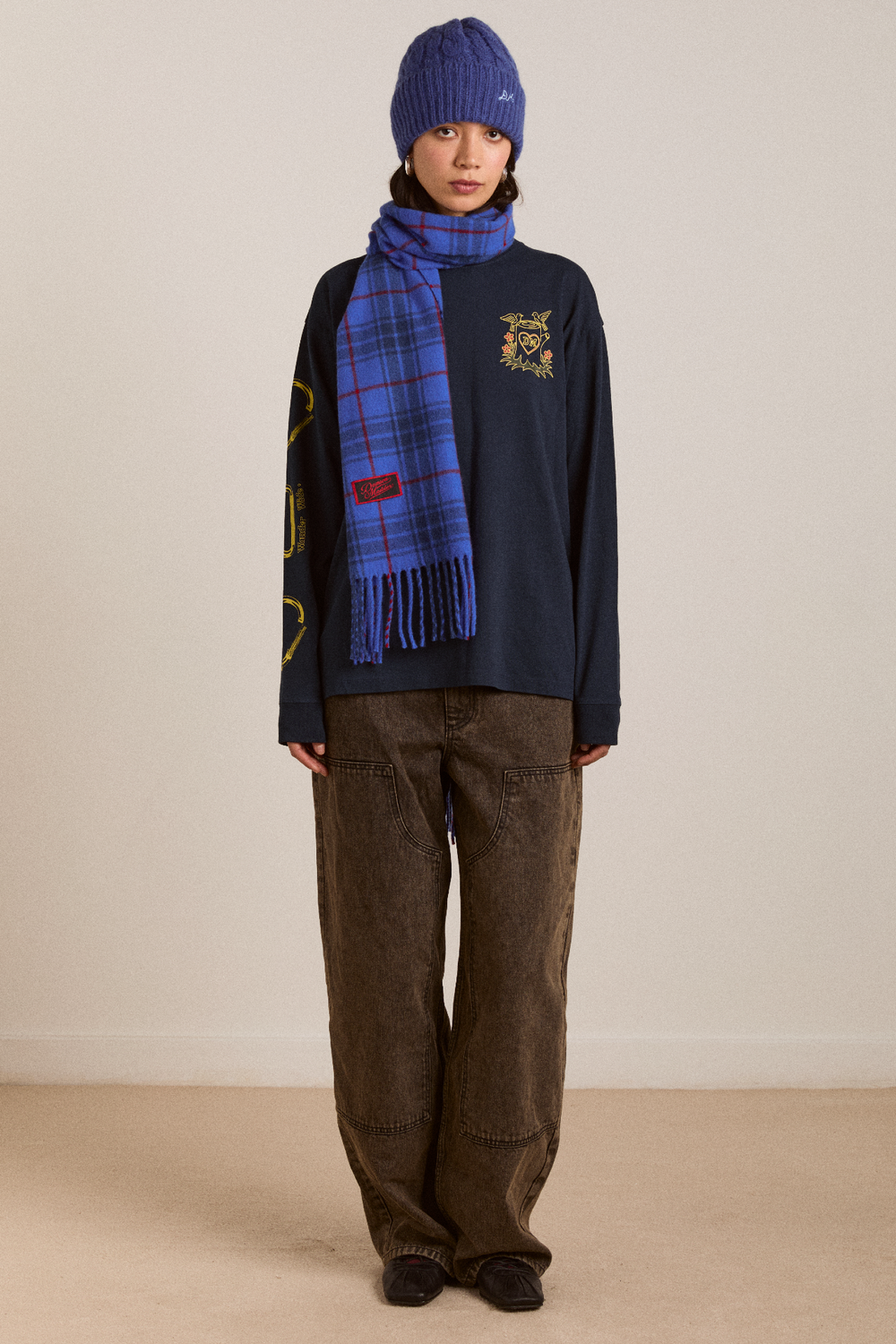 wool scarf- blue tartan