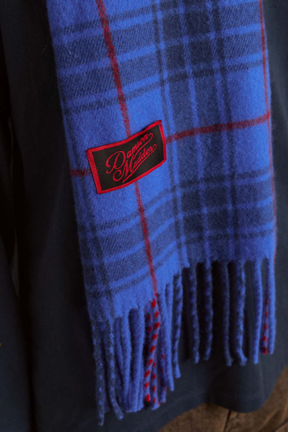 wool scarf- blue tartan