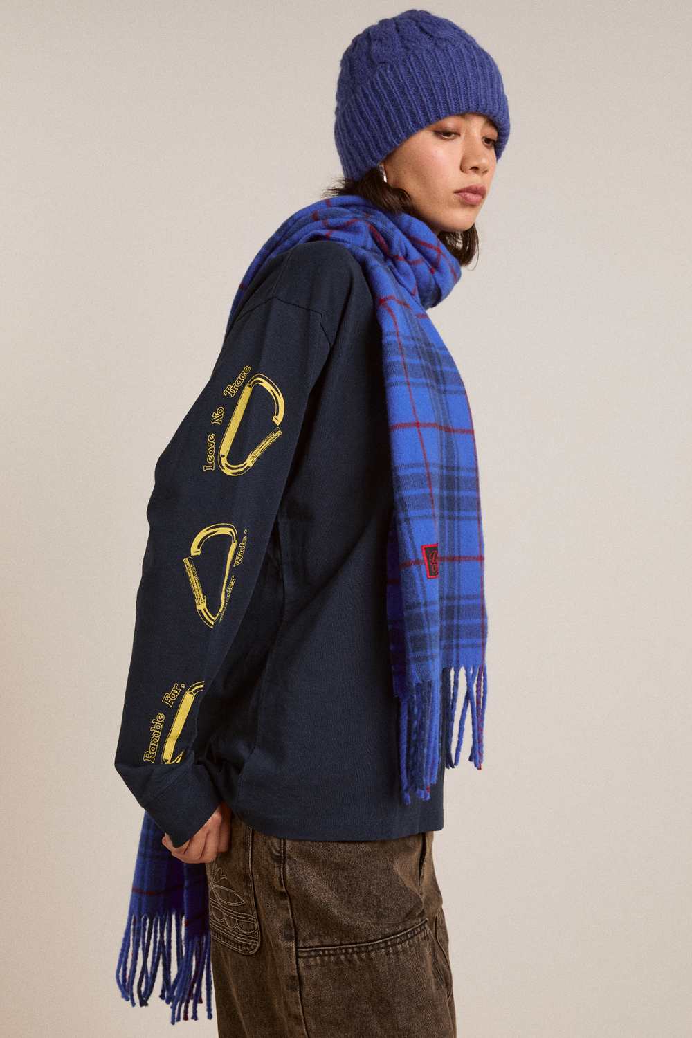 wool scarf- blue tartan