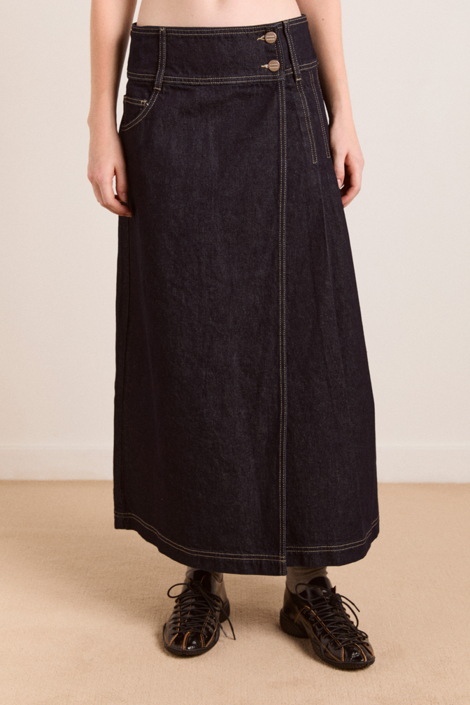 raye denim skirt - dark indigo