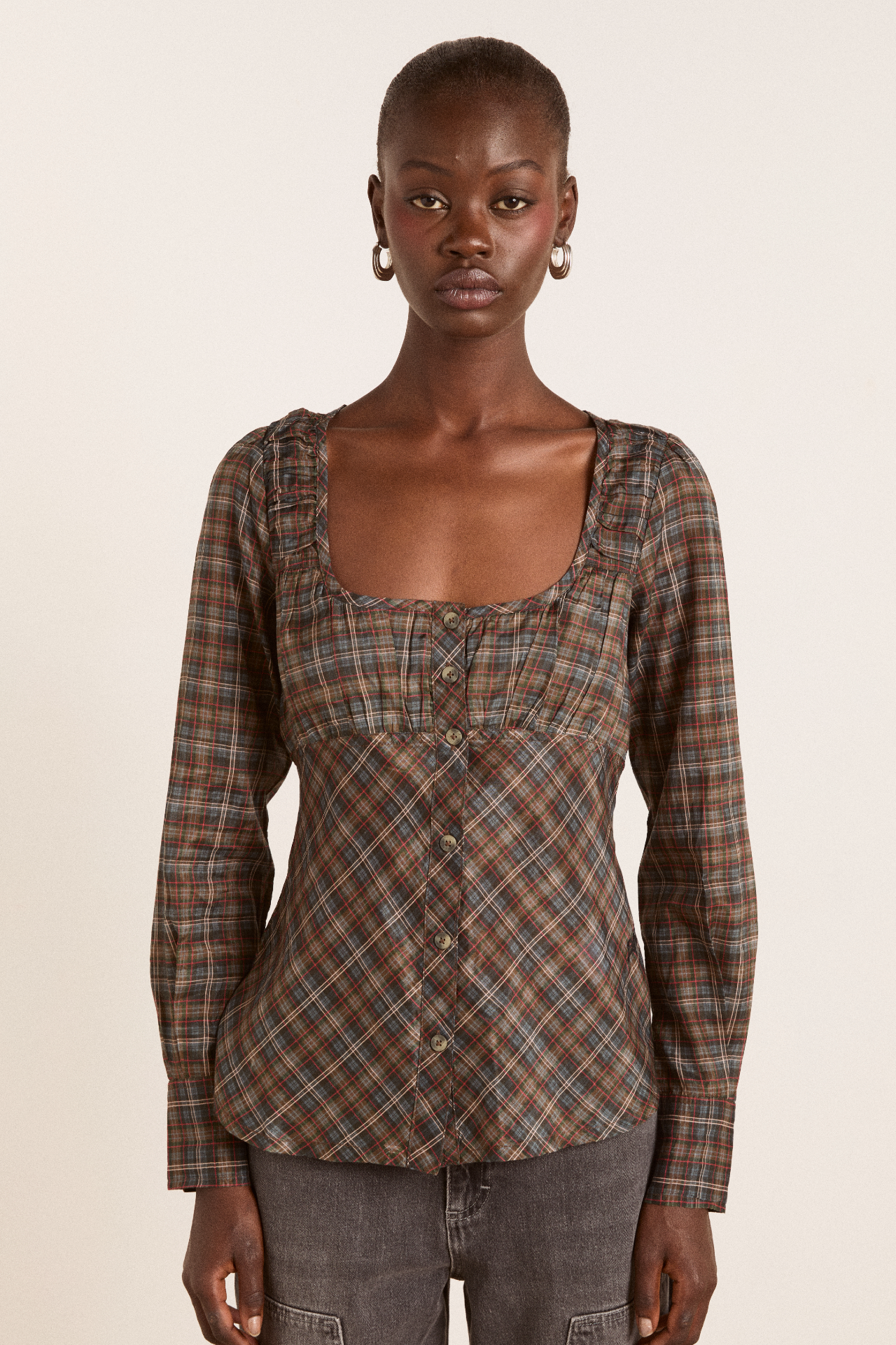 Lemi Sheer Blouse - Multi Check – Damson Madder