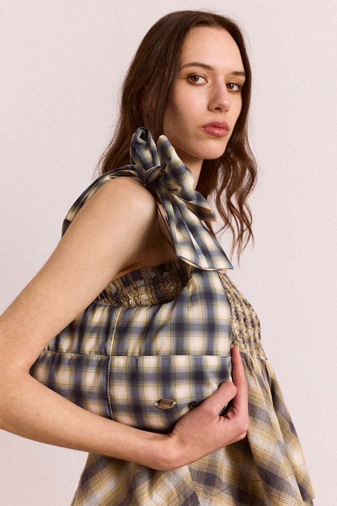 Roo Tie Bag In Cardamon Check