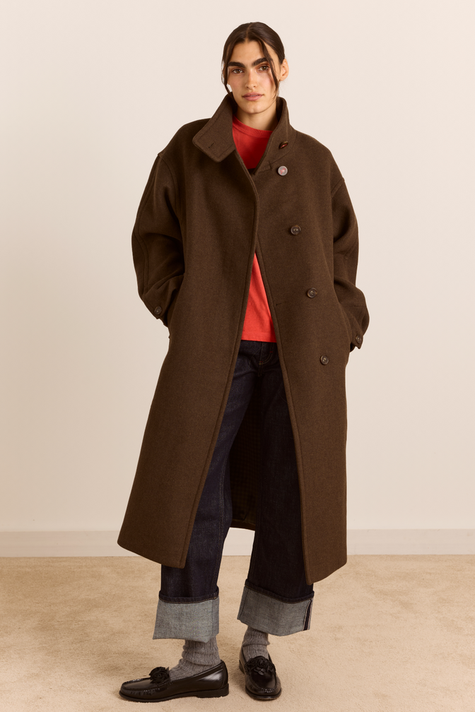 Agnes Wool Blend Coat- Chocolate