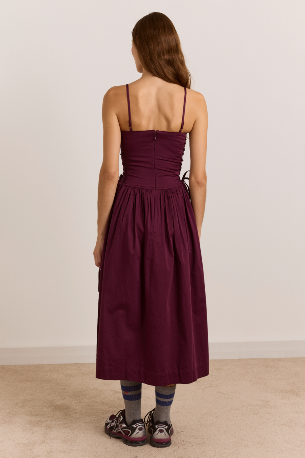 Angelina Cotton Satin Dress - Fig