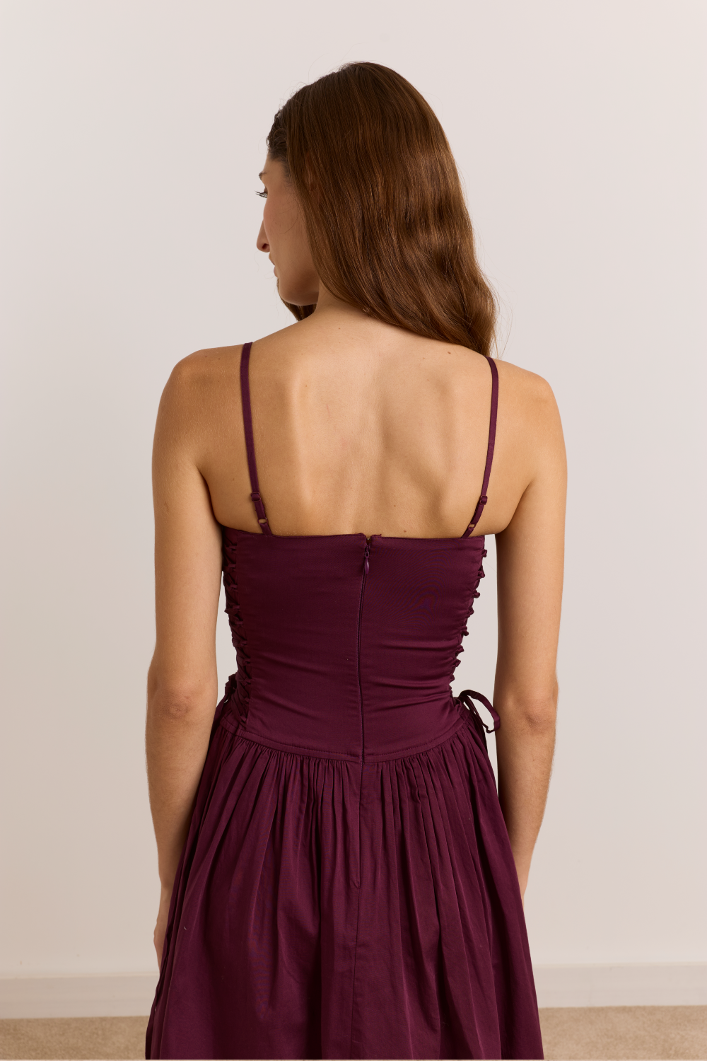 Angelina Cotton Satin Dress - Fig
