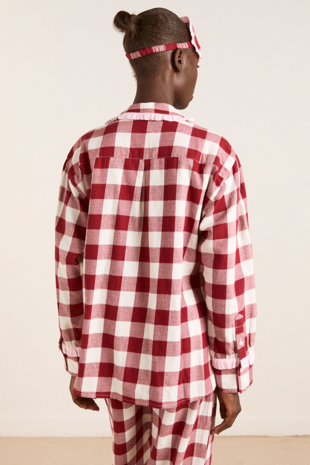 antonella pj set - burg gingham