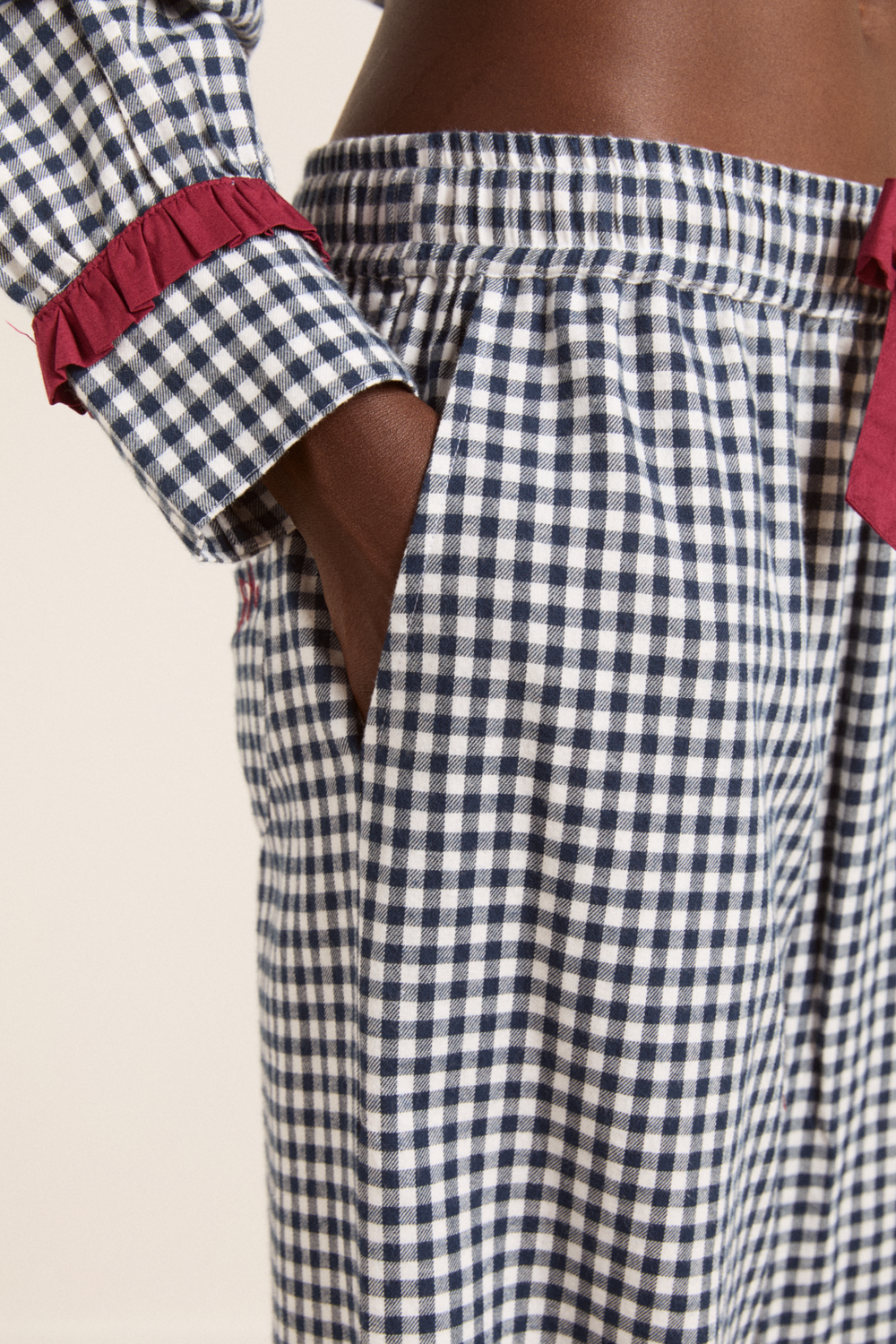 antonia pj set - navy gingham