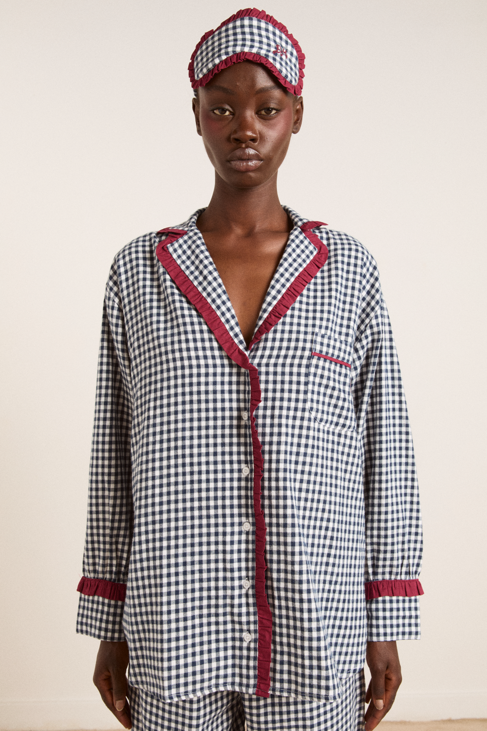 antonia pj set - navy gingham