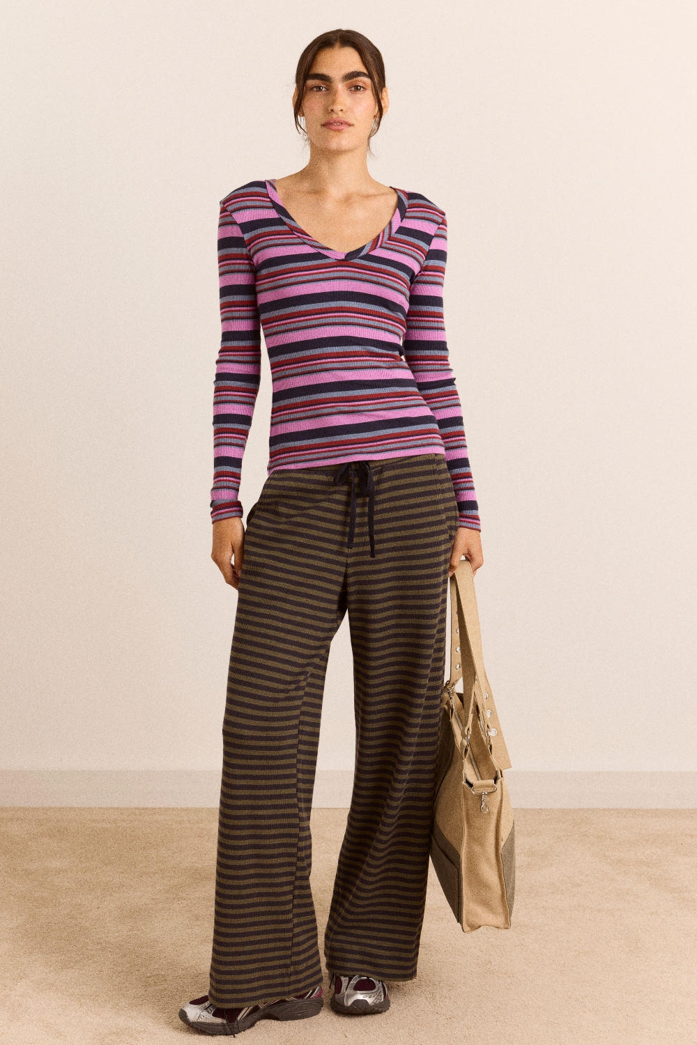 Arlea Long Sleeve Tee - Purple Stripe