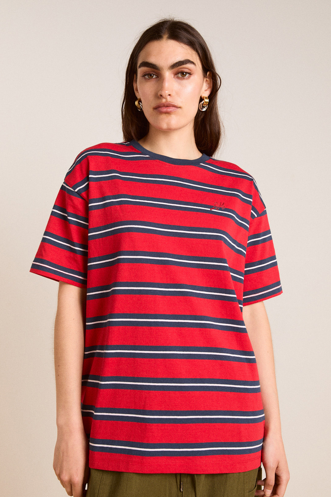 boyfriend tee - red/navy stripe