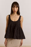 stella ruffle cami - black