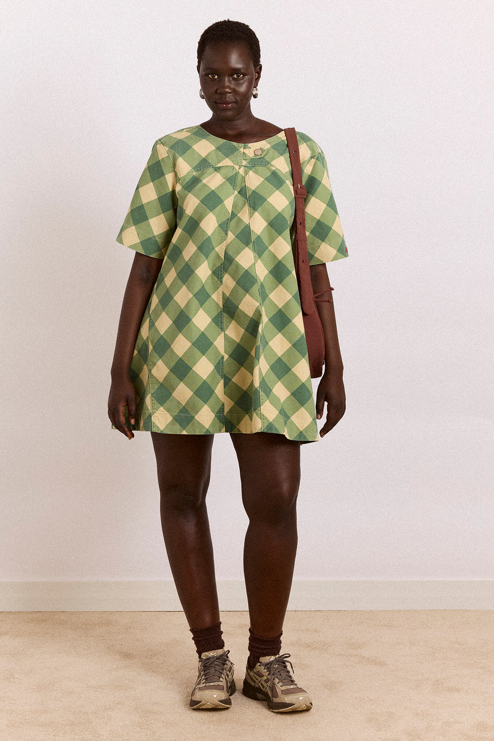 Reversible Bridget Mini Dress - Gingham Damson Madder Reversible Bridget Mini Dress - Gingham Damson Madder