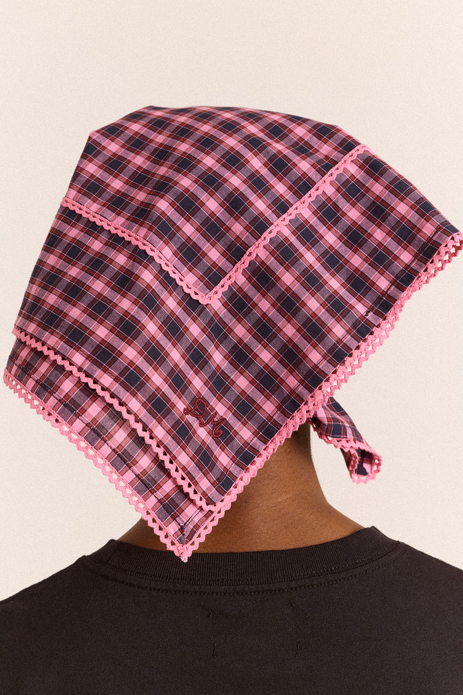 Headscarf In Magenta Check