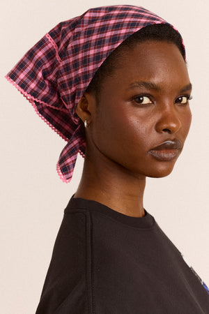 Headscarf In Magenta Check