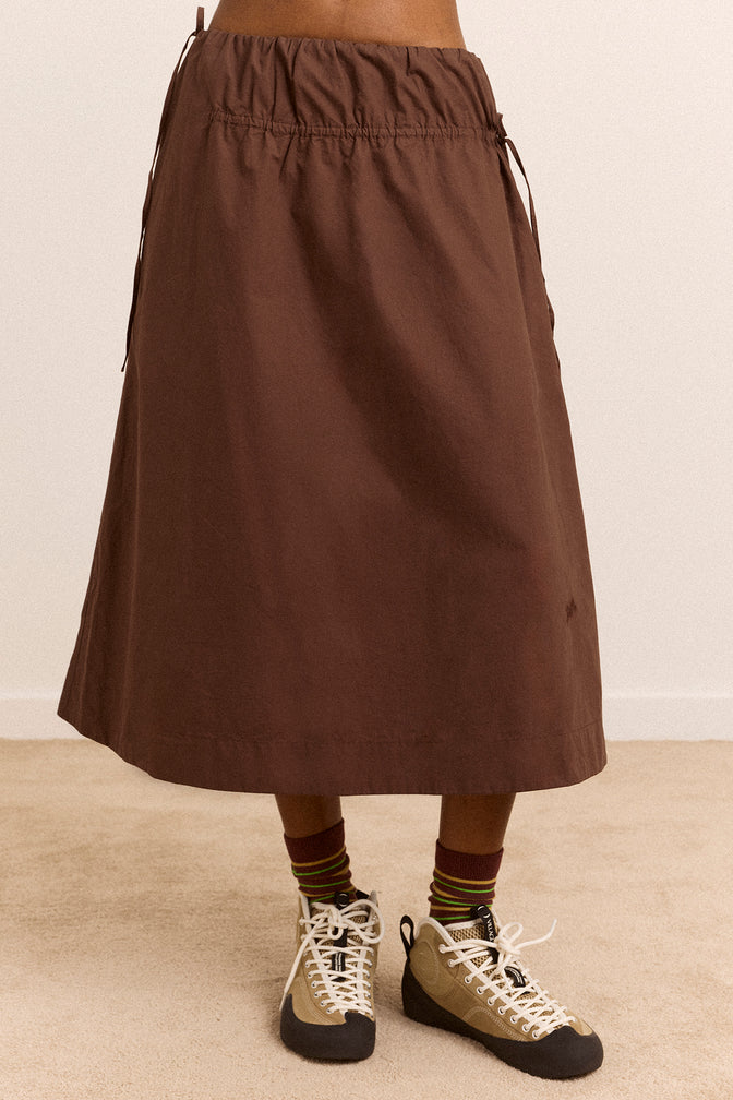 Caspia Midi Skirt - Choc