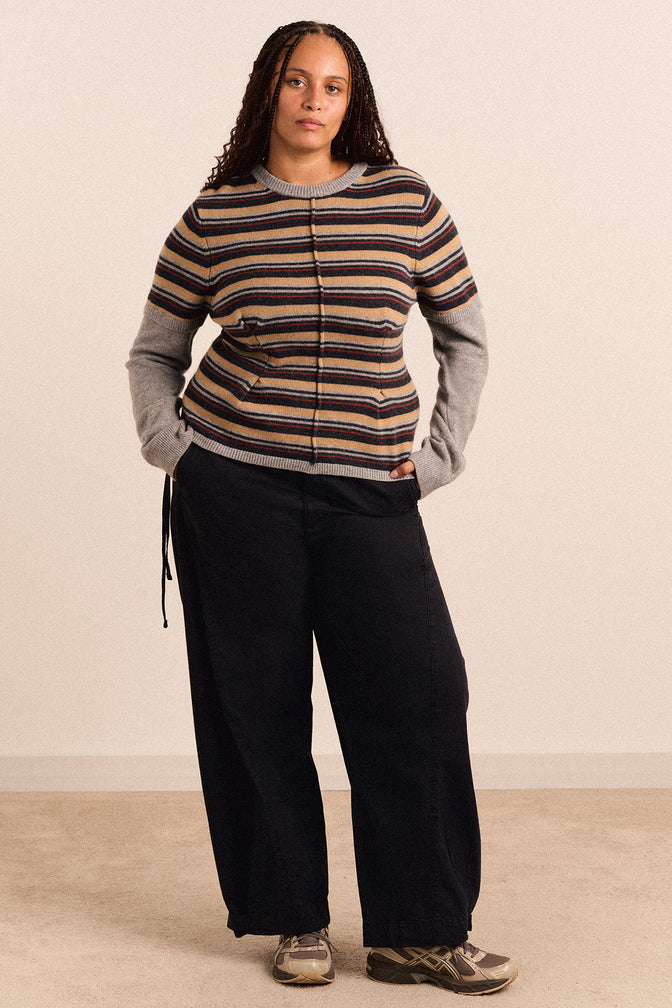 Clara Double Sleeve Merino Wool Jumper - Stripe