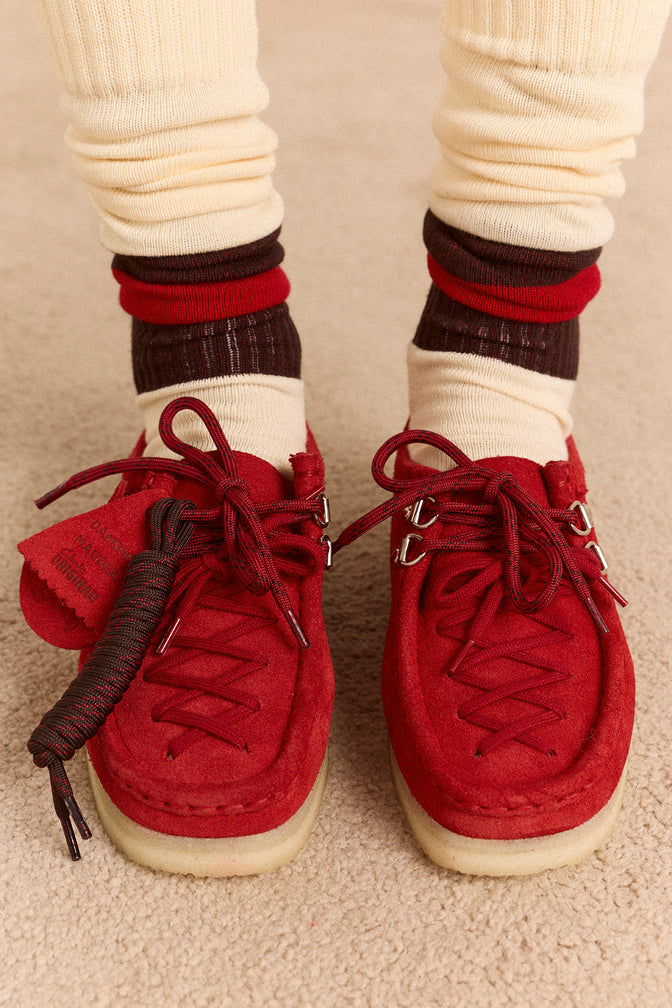 Damson Madder X Clarks Originals Wallabee Lace Up Shoe - Red